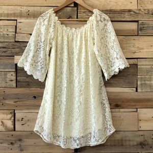 ALTAR’D STATE boho ivory lace overlay dress, S